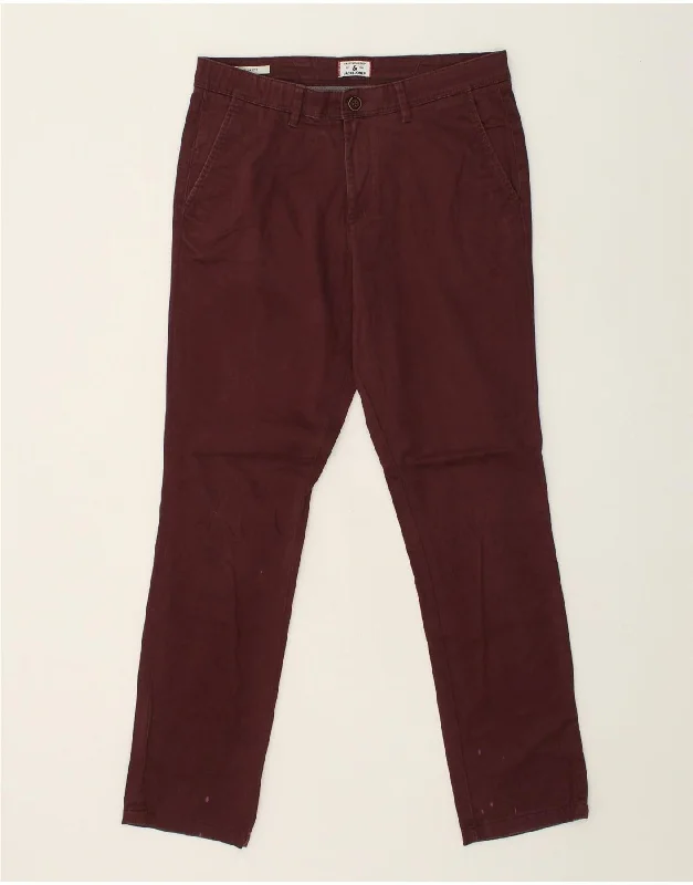 Stylish Layers JACK & JONES Mens Slim Chino Trousers W31 L32 Burgundy Cotton