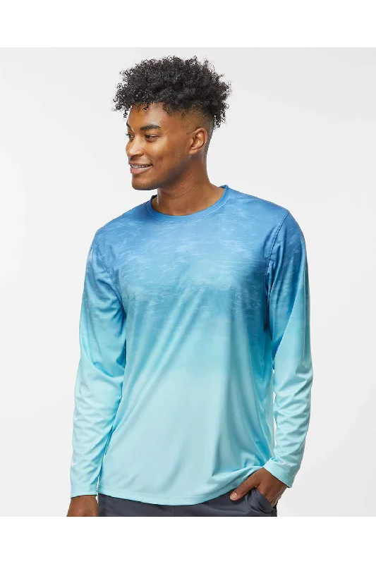 Cozy Pants Paragon Mens Montauk Oceanic Fade Performance Moisture Wicking Long Sleeve Crewneck T-Shirt - Blue Aqua Fade - Closeout Cozy Pants Paragon Mens Montauk Oceanic Fade Performance Moisture Wicking Long Sleeve Crewneck T-Shirt - Blue Aqua Fade - Closeout
