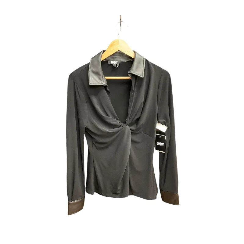 Cozy Essentials Top Long Sleeve By Dkny In Black, Size: L