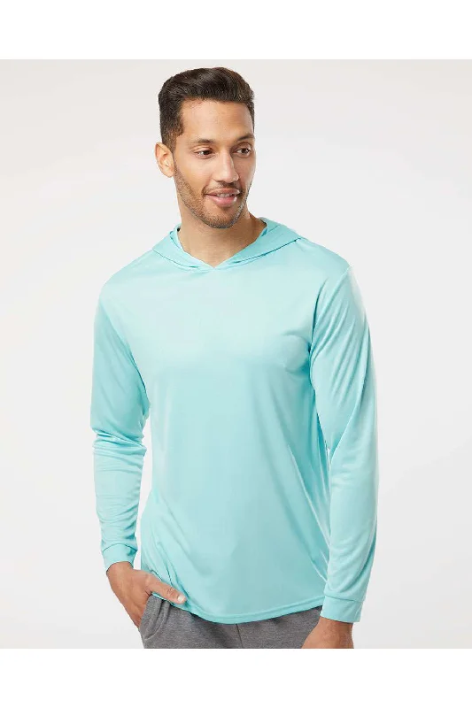 Cozy Essentials Paragon Mens Bahama Performance Moisture Wicking Long Sleeve Hooded T-Shirt Hoodie - Aqua Blue Cozy Essentials Paragon Mens Bahama Performance Moisture Wicking Long Sleeve Hooded T-Shirt Hoodie - Aqua Blue