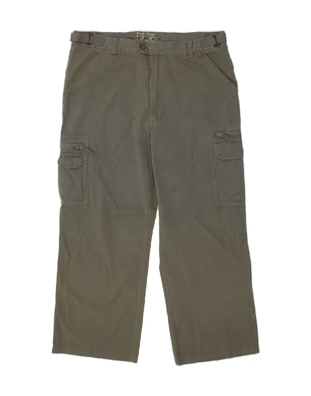 Laid-Back Wear VINTAGE Mens Straight Cargo Trousers 2XL W38 L27 Grey Cotton