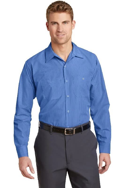 Modern Apparel Red Kap Mens Industrial Moisture Wicking Long Sleeve Button Down Shirt w/ Double Pockets - Petrol Blue/Navy Blue - Closeout Modern Apparel Red Kap Mens Industrial Moisture Wicking Long Sleeve Button Down Shirt w/ Double Pockets - Petrol Blue/Navy Blue - Closeout
