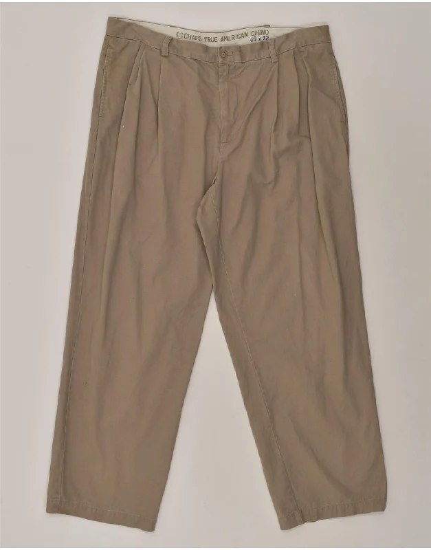 Relaxed Denim CHAPS Mens Pegged Chino Trousers W40 L32 Beige Cotton