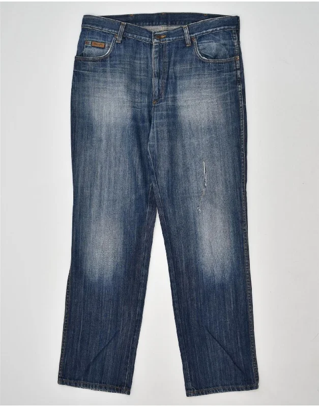 Functional Tops WRANGLER Mens Texas Straight Jeans W36 L32 Blue Cotton