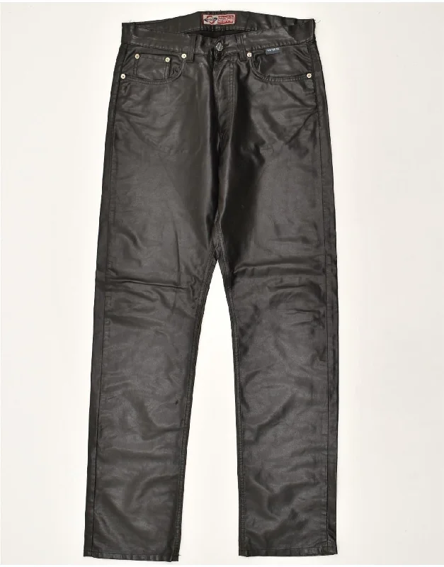 Simple Outfits VINTAGE Mens Slim Casual Trousers W32 L32 Black Polyurethane