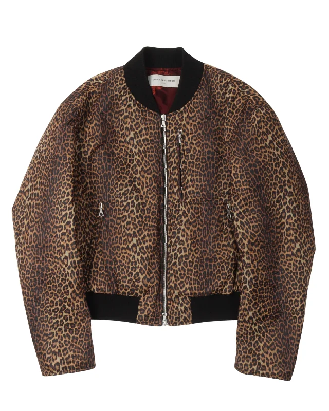 All-Purpose Wear Leopard-print Satin Jacket