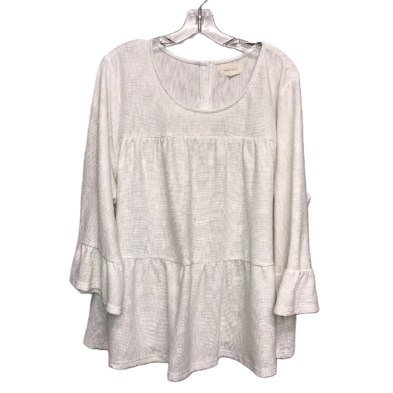 Lightweight T-shirts White Top 3/4 Sleeve By Melloday, Size: 3x