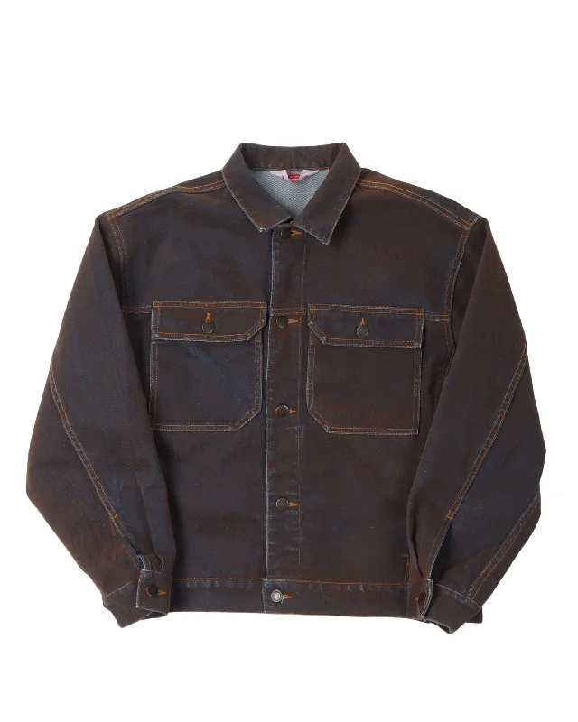 Effortless Gear Flocked Denim Trucker Jacket