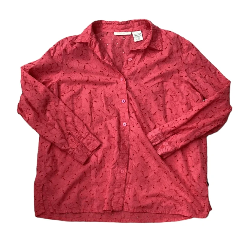 Everyday Jackets Pink Top Long Sleeve Appleseeds, Size 1x
