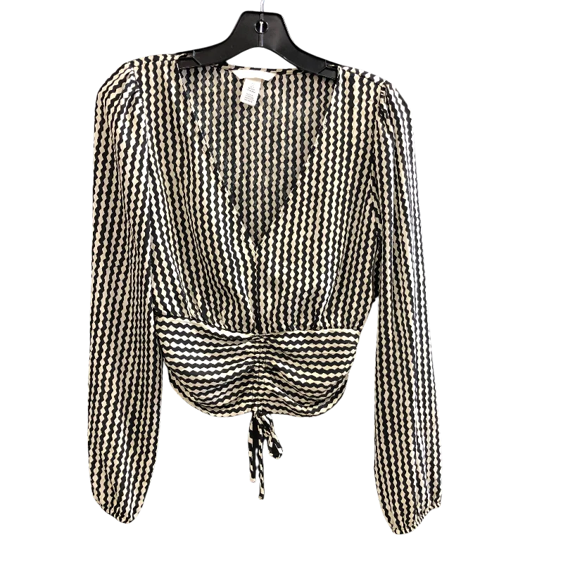 Relaxed Wearables Top Long Sleeve By H&m In Black & Cream, Size: Xs