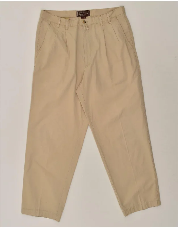 Comfy Suits MARLBORO CLASSICS Mens Pegged Chino Trousers W36 L30 Beige Cotton