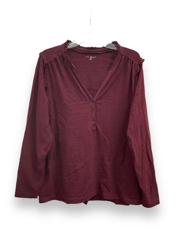 Versatile Wardrobe Red Top Long Sleeve Basic Lane Bryant, Size 2x
