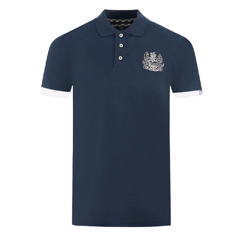 Everyday Apparel Aquascutum Elegant Cotton Polo with Contrast Logo Men's Emblem
