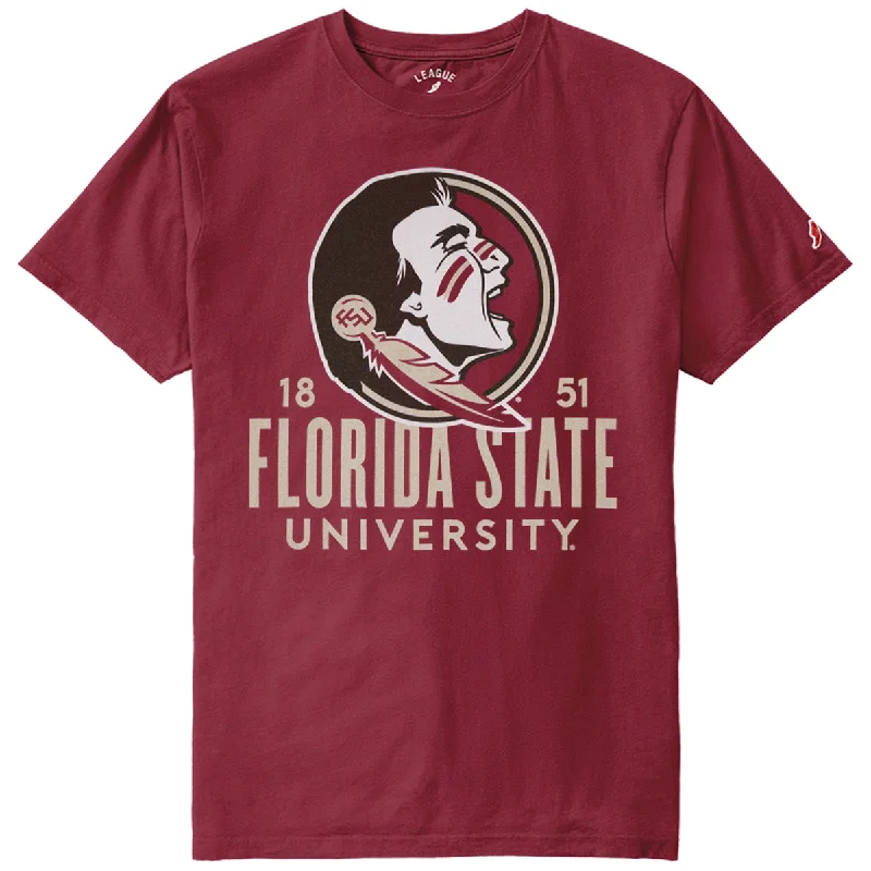 Urban Outfits League Men's Seminole Logo/Florida State University Design Short Sleeve T-shirt - Garnet Urban Outfits League Men's Seminole Logo/Florida State University Design Short Sleeve T-shirt - Garnet