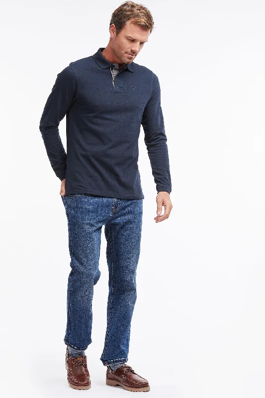 Casual Denim Essential Long-Sleeve Polo Shirt