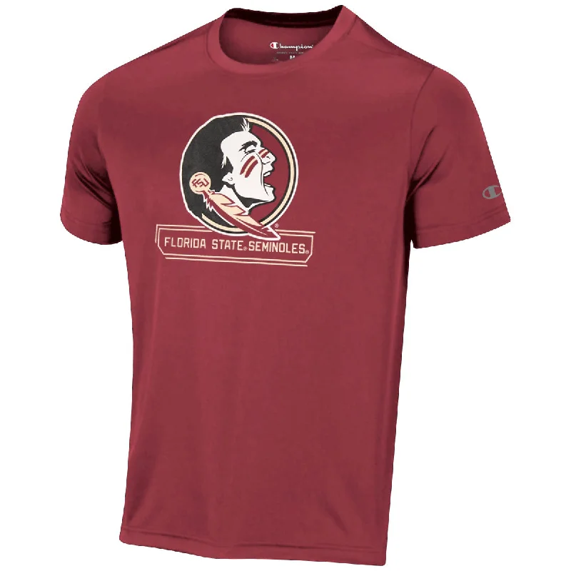 Basic Fashion Champion Men's Seminole Logo/Florida State Seminoles Short Sleeve Performance T-shirt - Garnet Basic Fashion Champion Men's Seminole Logo/Florida State Seminoles Short Sleeve Performance T-shirt - Garnet
