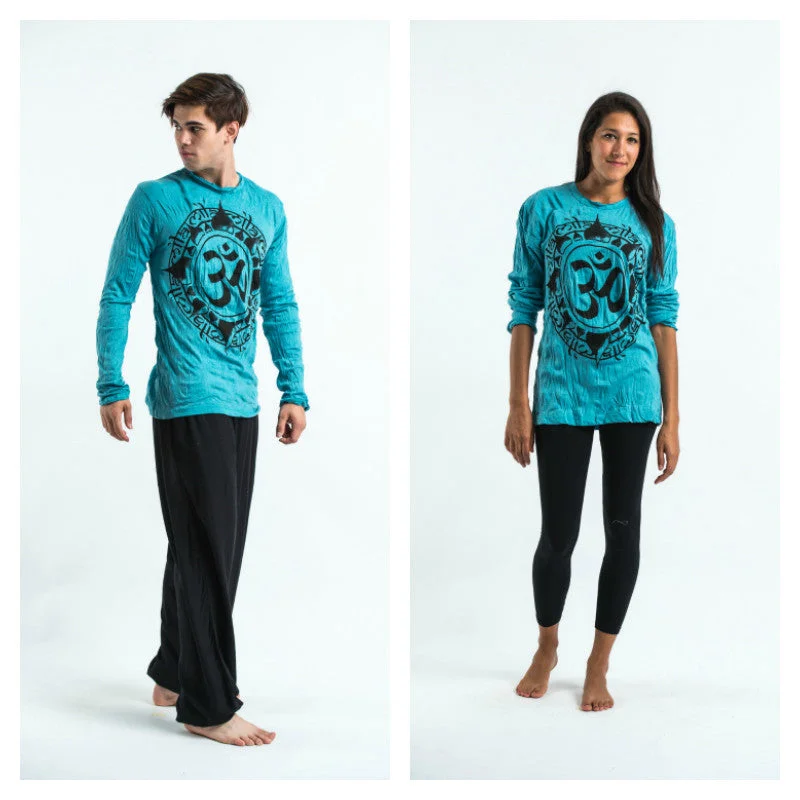 Relaxed Fits Unisex Infinitee Om Long Sleeve T-Shirt in Turquoise