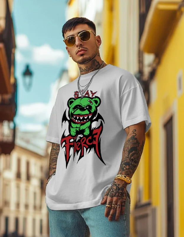 Easy Pants FIERCE White Oversized Front Graphic Printed Tshirt