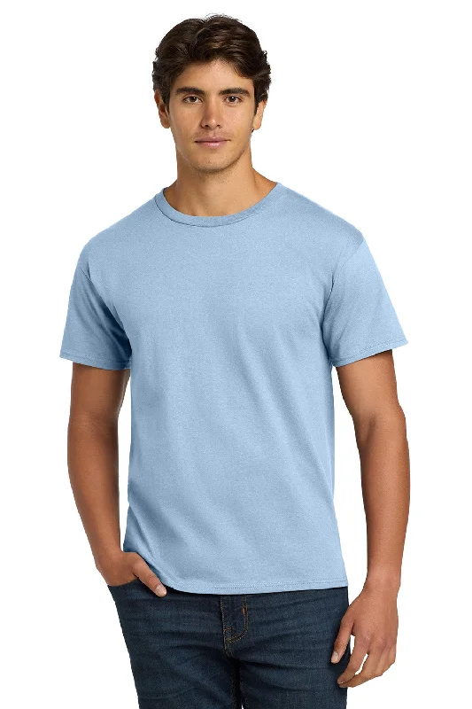 Versatile Outfits Hanes Mens ComfortSoft Short Sleeve Crewneck T-Shirt - Light Blue