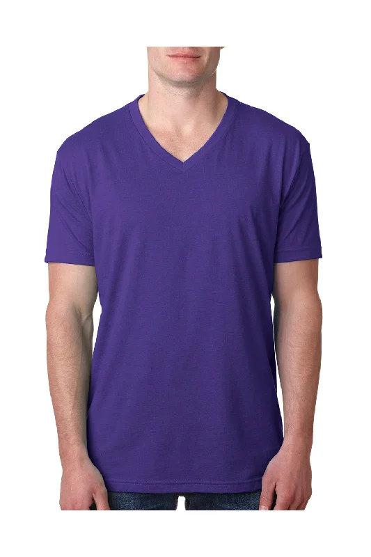 Easy Pants Next Level Mens CVC Jersey Short Sleeve V-Neck T-Shirt - Purple Rush