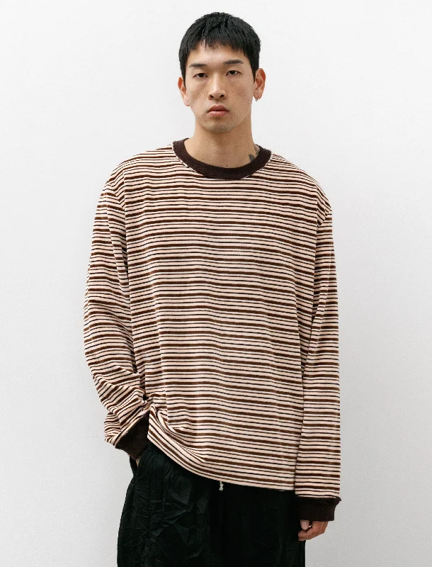 Active Comfort Big Tee LS Velour Stripe Pink/Brown