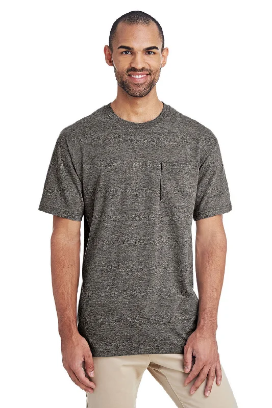 Street Casuals Gildan Mens Hammer Short Sleeve Crewneck T-Shirt w/ Pocket - Heather Graphite Grey - Closeout
