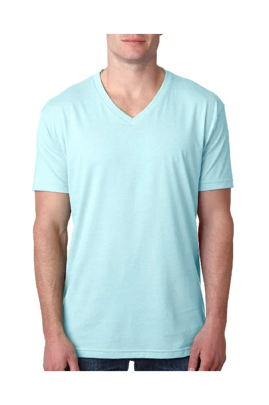 Functional Wear Next Level Mens CVC Jersey Short Sleeve V-Neck T-Shirt - Ice Blue - Closeout Functional Wear Next Level Mens CVC Jersey Short Sleeve V-Neck T-Shirt - Ice Blue - Closeout