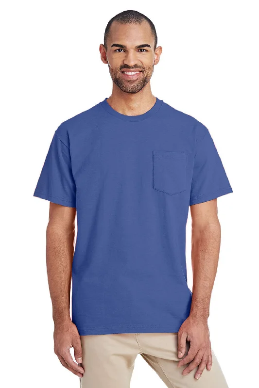 Smart Outfits Gildan Mens Hammer Short Sleeve Crewneck T-Shirt w/ Pocket - Flo Blue - Closeout