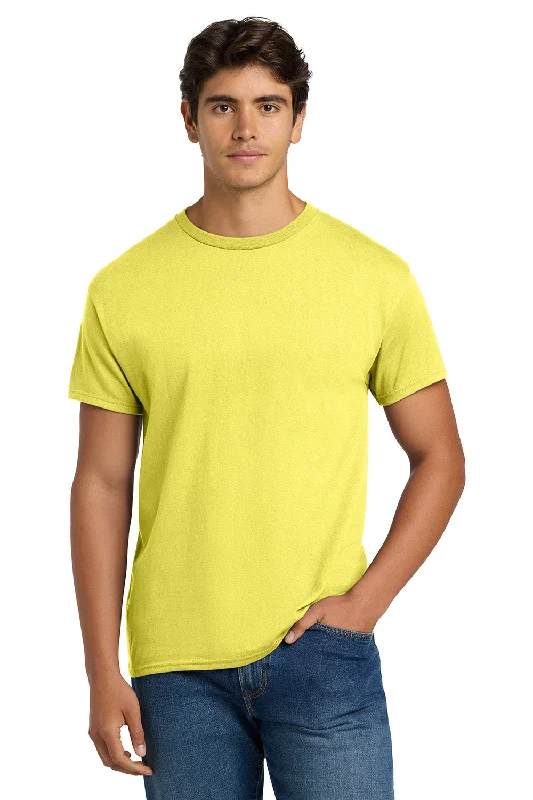 Street Gear Hanes Mens EcoSmart Short Sleeve Crewneck T-Shirt - Yellow