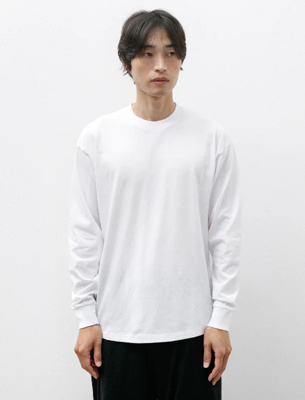 Cozy Basics Cotton Jersey Long Sleeve T-Shirt White
