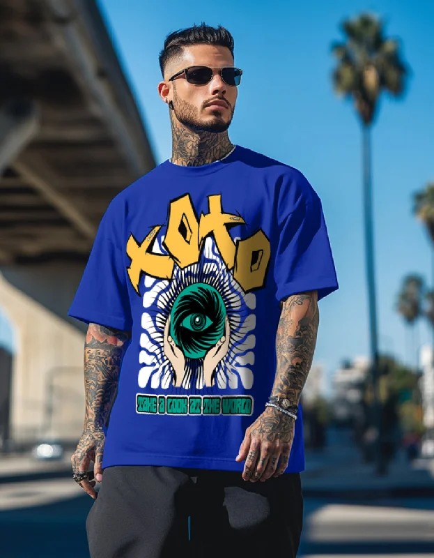 Modern Apparel XOXO Printed Blue Men's Front Typographic Printed Tshirt