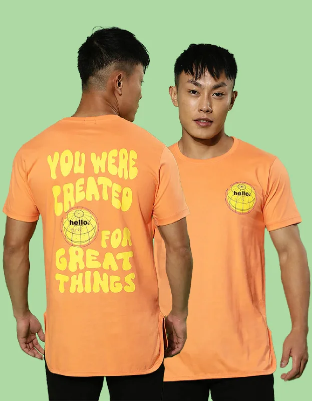 Effortless Gear Created for Great Things Orange Regular Back Typographic Printed Tshirt