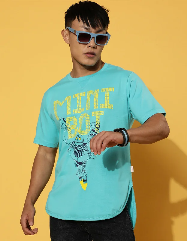 Soft Layers Mini Bot Blue Men's Chest Graphic Printed Tshirt