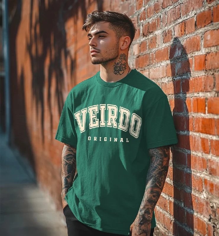 Comfortable Shirts Veirdo Original Green Oversized Typography Brand Printed Tshirt