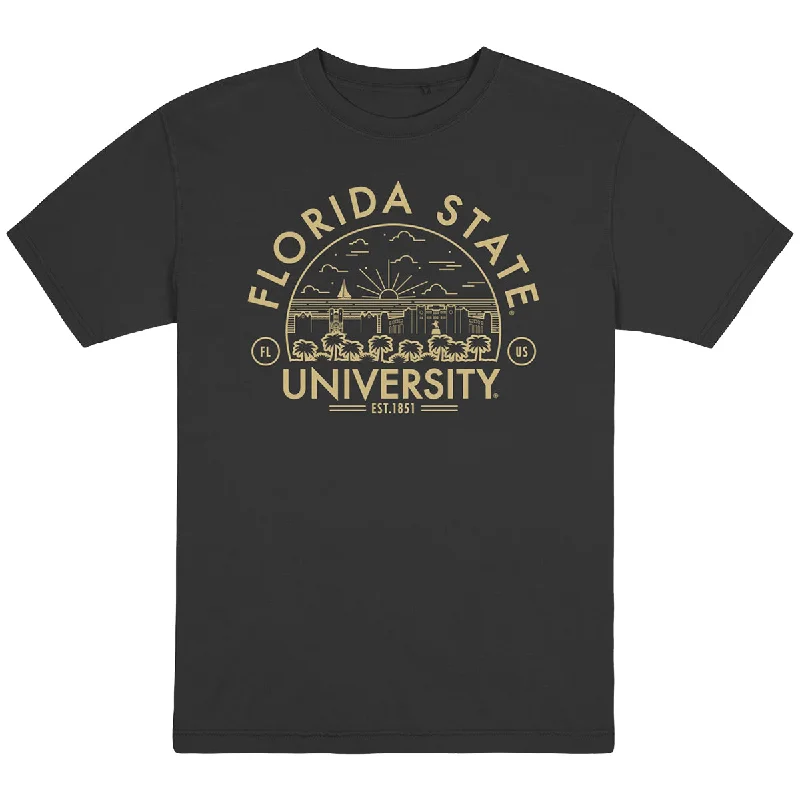 Casual Essentials Uscape Men's Florida State University Campus Design Short Sleeve Garment Dyed T-shirt - Black Casual Essentials Uscape Men's Florida State University Campus Design Short Sleeve Garment Dyed T-shirt - Black