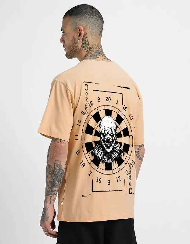Comfy Suits JOKER Printed Beige Oversized Back Puff Printed Tshirt