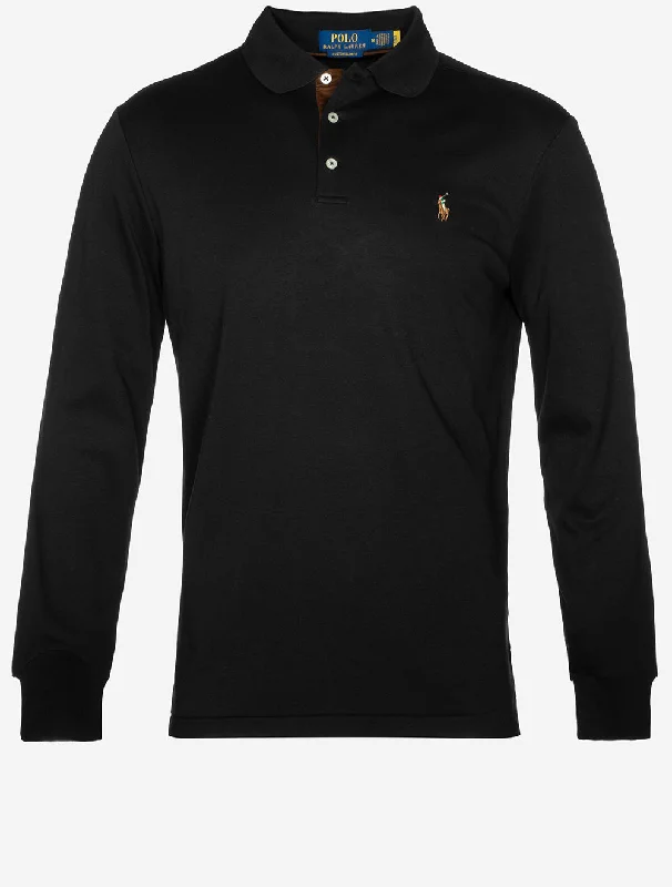 Active Comfort Slim Fit Pima Long Sleeve Polo Black