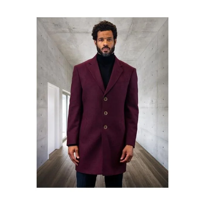 Fashion Jackets Statement Burgundy Overcoat