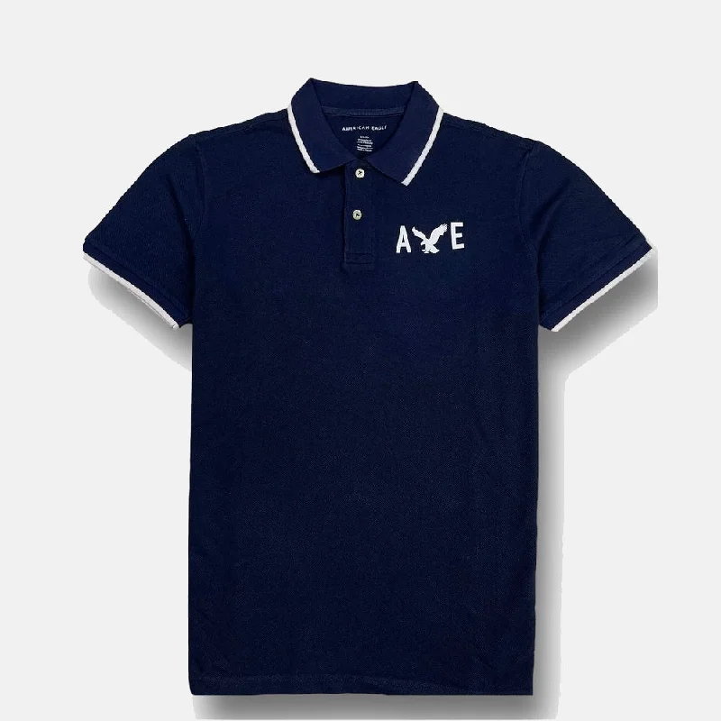 Casual Denim AE - Men 'Navy' Printed Logo Cotton Polo AE712