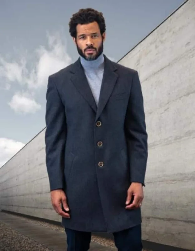 Easy Fit Mens Overcoat - Topcoat For Men - Winter Fabric - Statement Charcoal Overcoat Easy Fit Mens Overcoat - Topcoat For Men - Winter Fabric - Statement Charcoal Overcoat