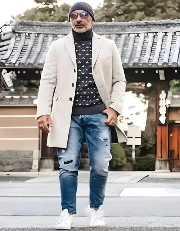 Smart Outfits Mens Overcoat - Topcoat For Men - Winter Fabric - Light Tan Overcoat - Beige Sand Color Light Wool Carcoat Smart Outfits Mens Overcoat - Topcoat For Men - Winter Fabric - Light Tan Overcoat - Beige Sand Color Light Wool Carcoat