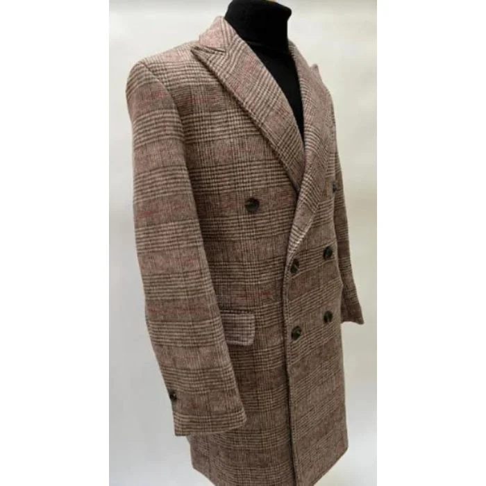 Bold Tops Mens Plaid Overcoat - Peacoat - Plaid Topcoats