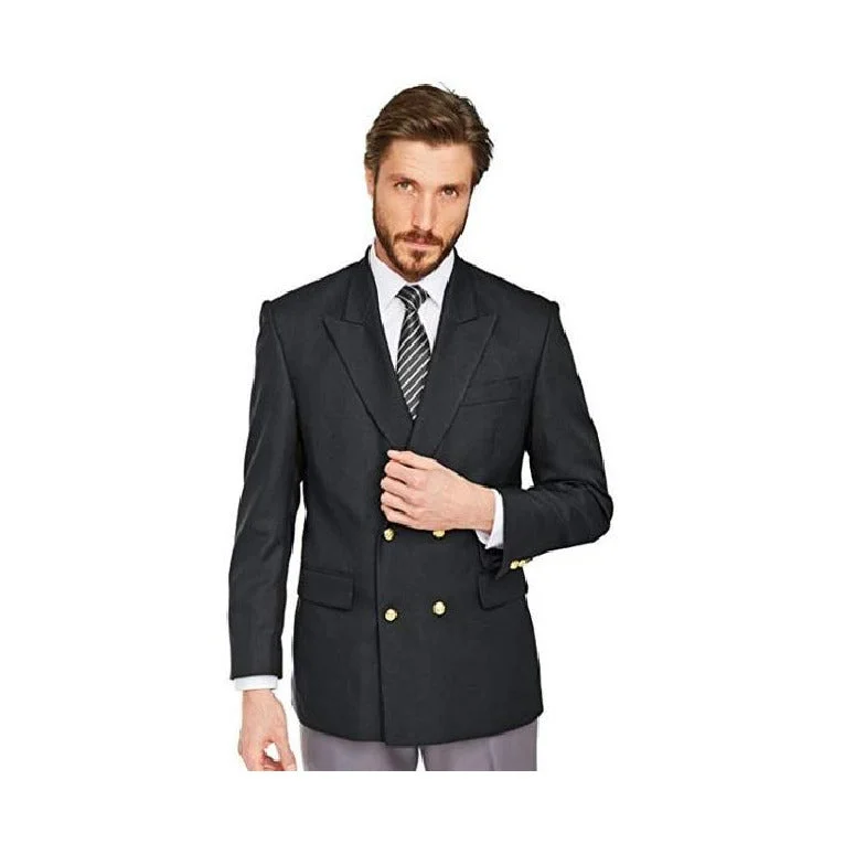 Relaxed Shirts Mens Double Breasted Blazer with Gold Buttons Wool Overcoat