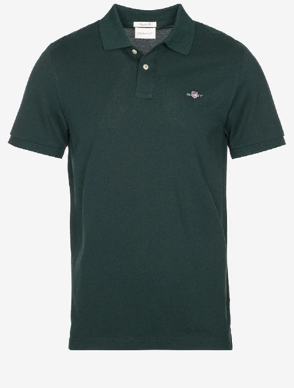 Everyday Denim Regular Shield Short Sleeve Pique Polo Tartan Green