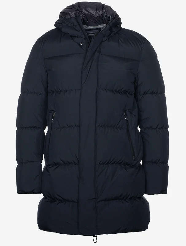 All-Season Outfits Quilted Woven Half Coat Dark Navy