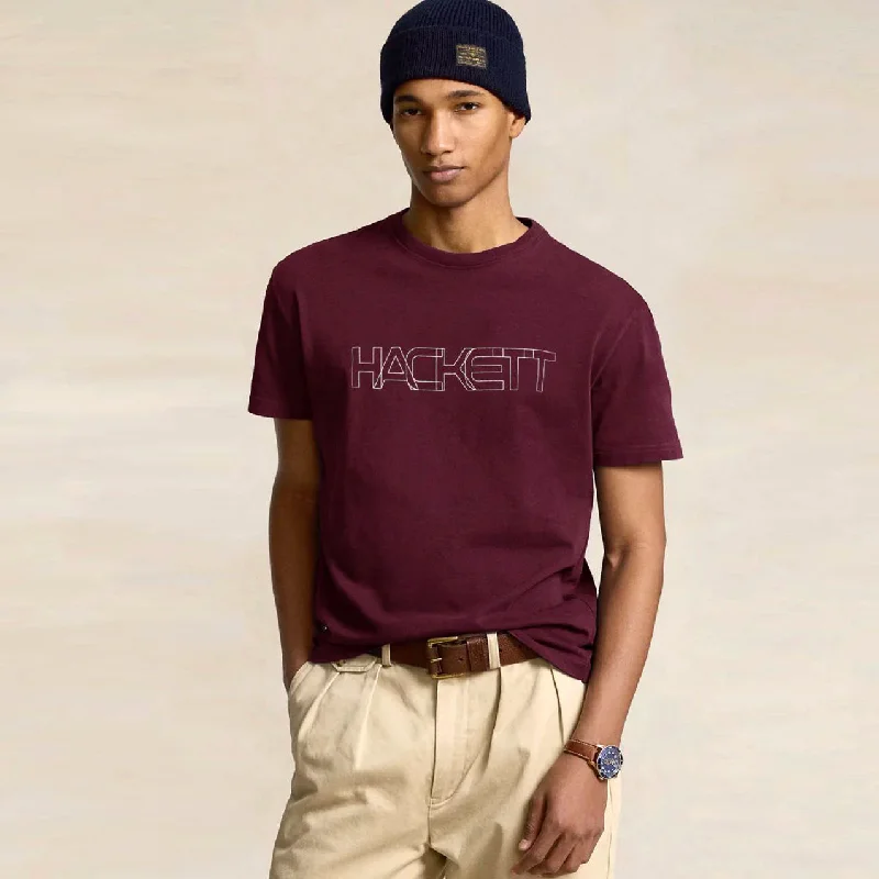 Cozy Basics HC - Men 'Burgundy' Hackett Printed Logo T-Shirt HC778