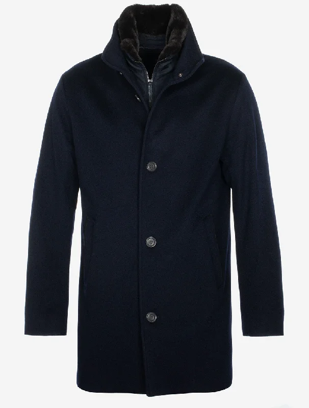 Sporty Styles Cashmere Loropiana Strom System Coat Navy