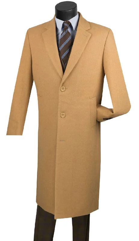 Urban Hoodies Milan Collection - Wool and Cashmere Regular Fit Dress Top Coat 48" Long in Camel