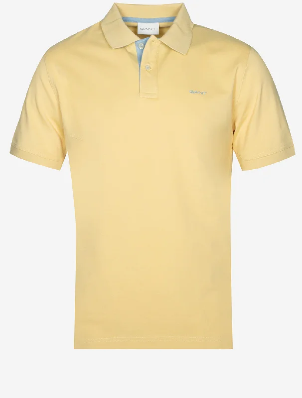 Timeless Style Regular Contrast Pique Short Sleeve Rugger Dusty Yellow