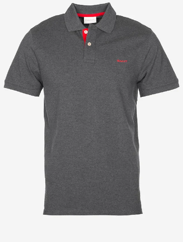 Active Tops Regular Contrast Pique Short Sleeve Polo Antracite Melange